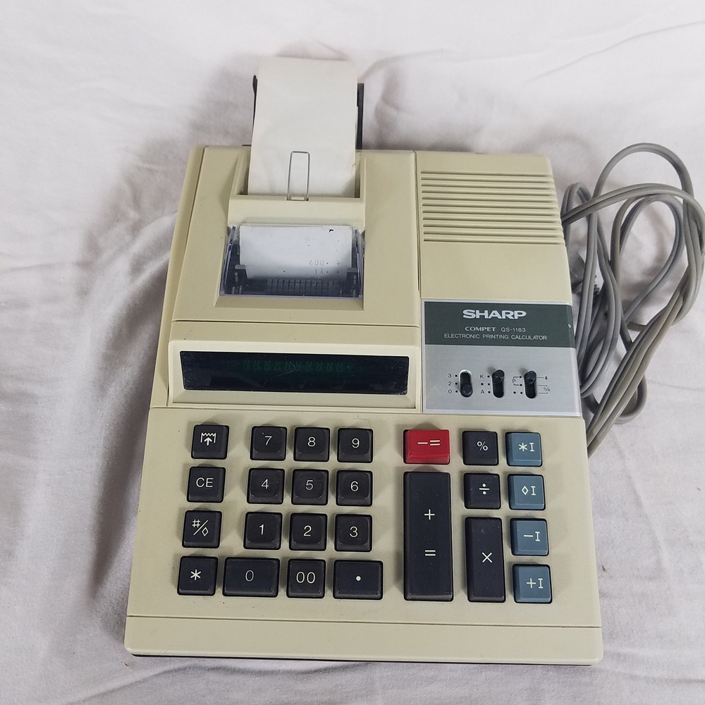 Sharp Printing Calculator Compet QS-1183 Beige Excellent Vntg VFD‎ Japan tested